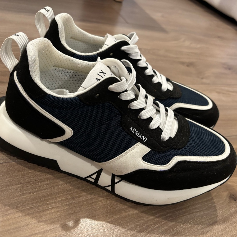 Giorgio Armani Men's Black and White Sneakers